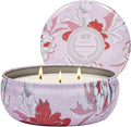 Strawberry Poundcake Scented Candles 12 oz, Large 3 Wick Soy Tin Candle, Over 40 Hour Burning Time, 100% Natural Vegan Wax
