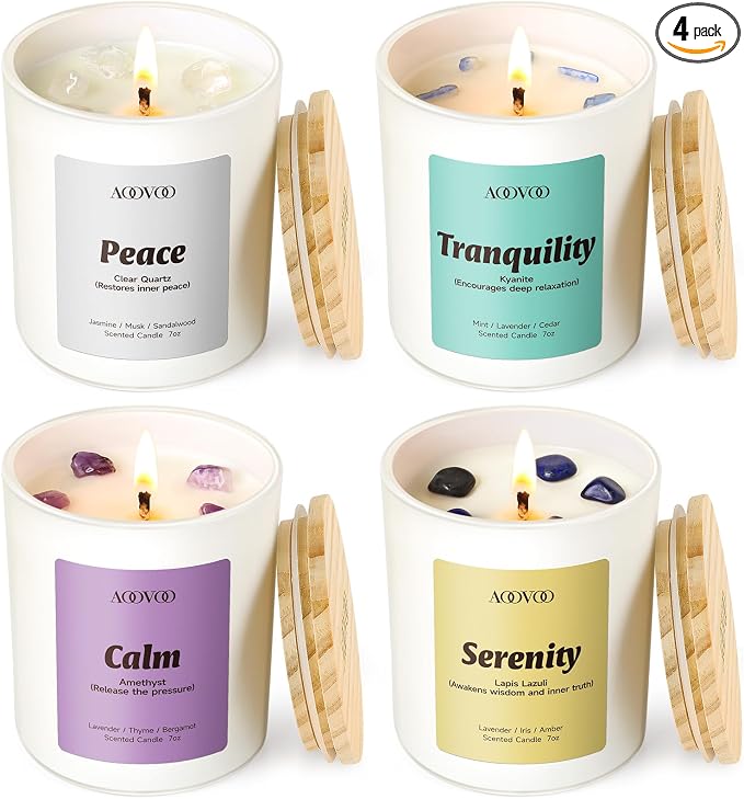 Stress Relief Candles Set for Women - 4 Pack Candles for Home Scented, 28 oz 200 Hour Burn, Aromatherapy Candle with