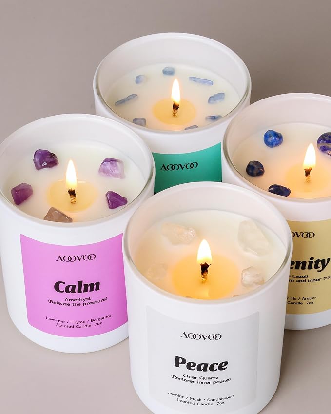 Stress Relief Candles Set for Women - 4 Pack Candles for Home Scented, 28 oz 200 Hour Burn, Aromatherapy Candle with