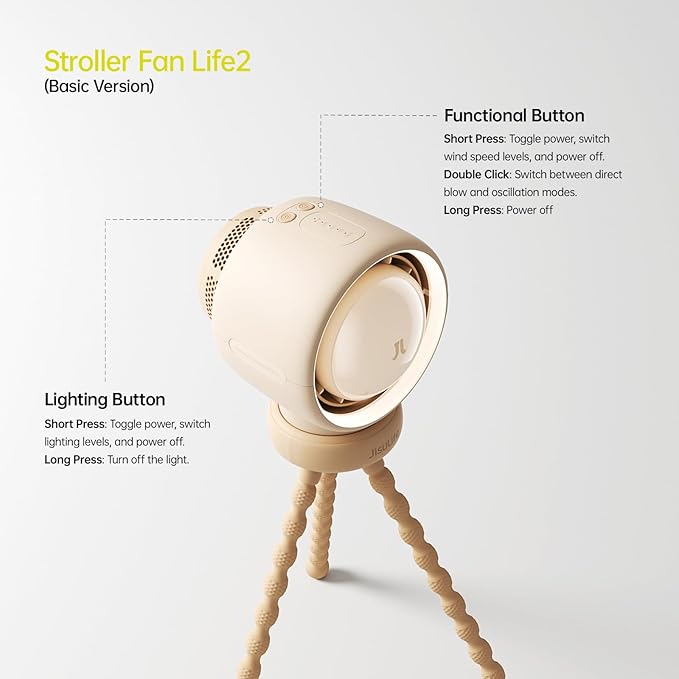 Stroller Fan Baby Large, Safe Bladeless for Crib, Desk, 4000mAh Battery Rechargeable Portable Cooling Fan with Air Turbo