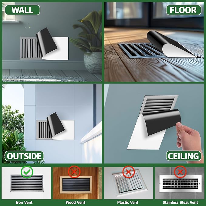 Strong Magnetic Vent Covers, 5.5" x 12" Magnetic Vent Cover for Wall and Air Registers, Heavy Duty Ceiling Vents Covers