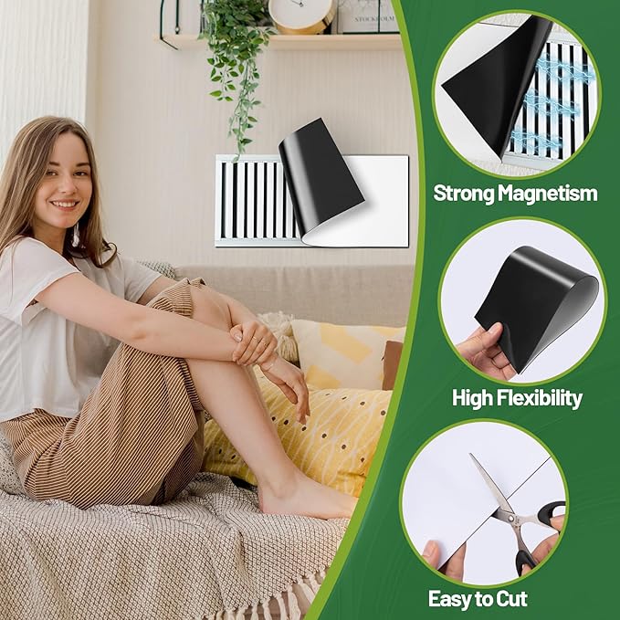 Strong Magnetic Vent Covers, 5.5" x 12" Magnetic Vent Cover for Wall and Air Registers, Heavy Duty Ceiling Vents Covers