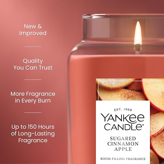 Sugared Cinnamon Apple, Scented Candle, 22oz Large Jar with up to 150 Hour Burn Time, Giftable, alternate product view 3