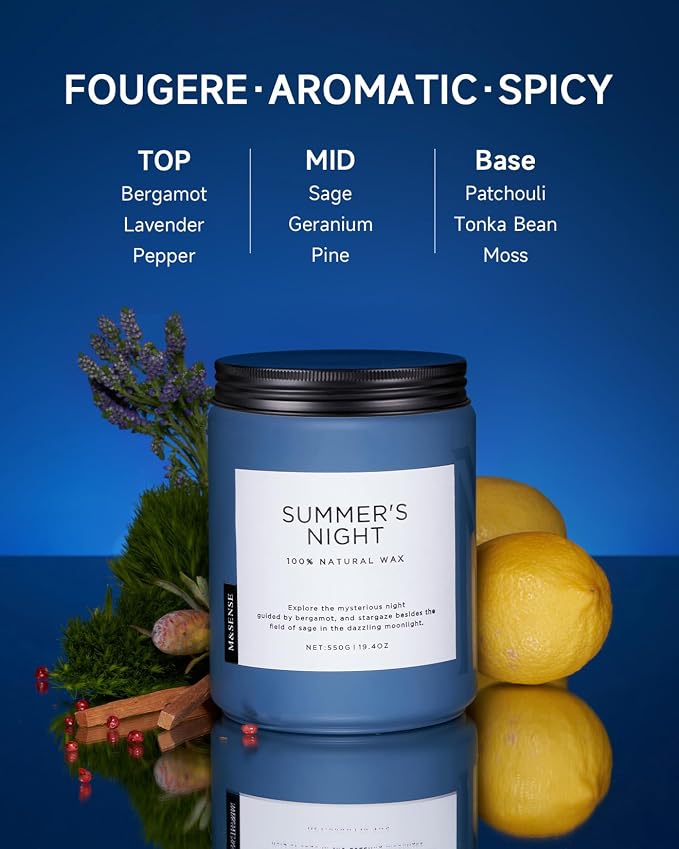 Summer's Night Scented Candles for Home, 19.4oz Large Natural Organic Soy Candles, 110 Hours Long Lasting, alternate product