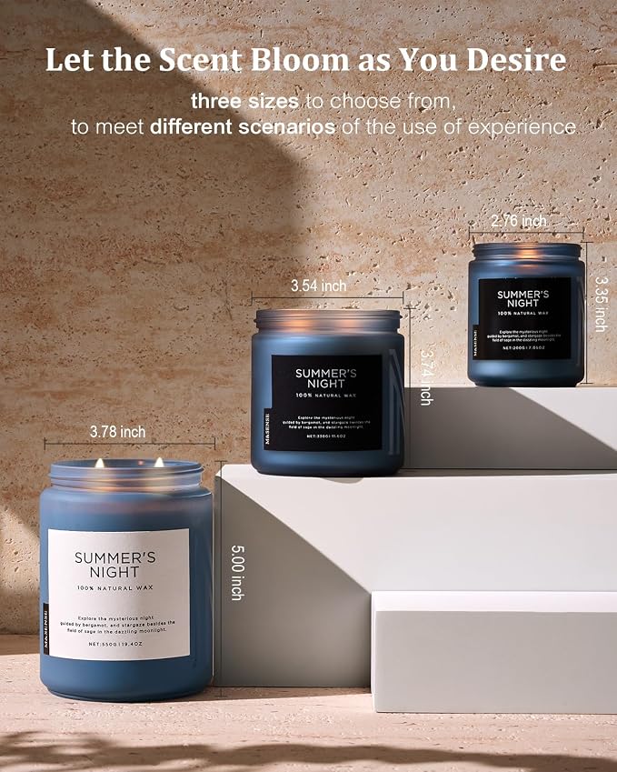 Summer's Night Scented Candles for Home, 19.4oz Large Natural Organic Soy Candles, 110 Hours Long Lasting, alternate product