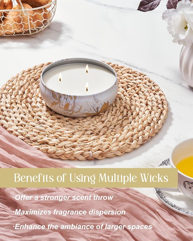 Sunkissed Citrus Scented Candles 12 oz,Large 3 Wick Soy Tin Candle, Over 40 Hour Burning Time, 100% Natural Vegan Wax