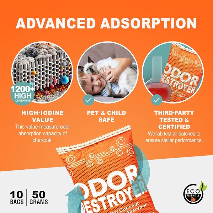 Sunlight® Shoe Deodorizer Activated Charcoal Odor Absorber for Home, Shoes Odor Eliminator for Strong Odor, alternate product