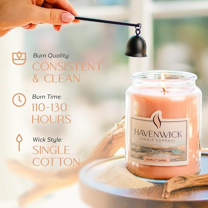 Sunlit Sand Soy Blend 22-oz Large Jar Candle, Long Lasting 110-130 Hour Burn Time with Single Cotton Wick, alternate product