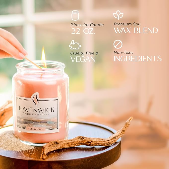 Sunlit Sand Soy Blend 22-oz Large Jar Candle, Long Lasting 110-130 Hour Burn Time with Single Cotton Wick, alternate product