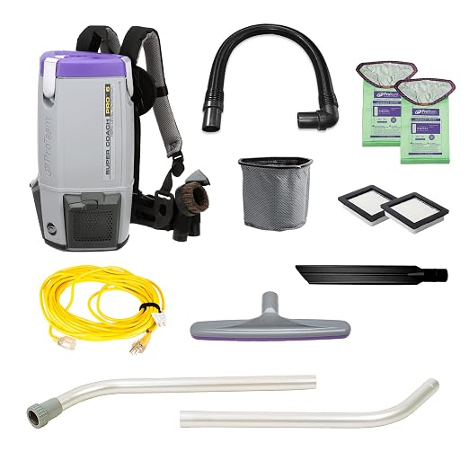 Super Coach Pro 6 Backpack Vacuum Commercial with 2 Piece Wand Tool Kit, 6 Quart, Corded, 107308