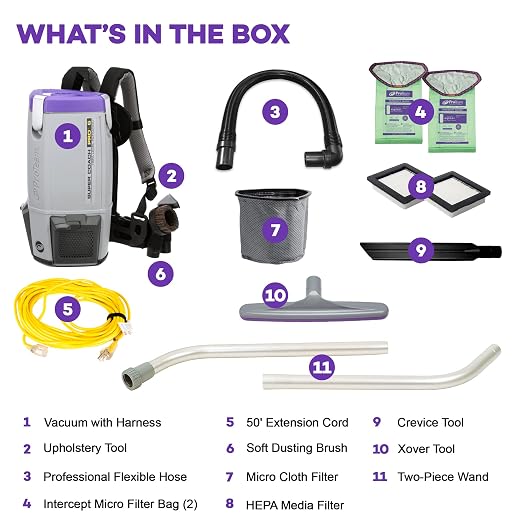 Super Coach Pro 6 Backpack Vacuum Commercial with 2 Piece Wand Tool Kit, 6 Quart, Corded, 107308, alternate view 2