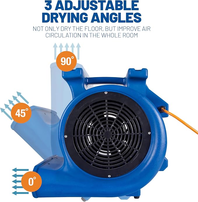 Super Monsoon 1 HP, 4050 CFM Air Mover Blower Fan for Water Damage Restoration Carpet Dryer Floor Home and Plumbing Use