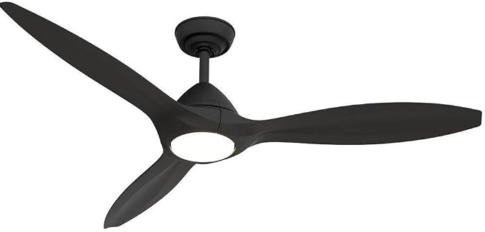 Surea Indoor/Outdoor Ceiling Fan With Light, Remote, 56-inch, Matte Black, Modern-style, 6-speed DC Motor