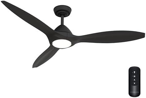 Surea Indoor/Outdoor Ceiling Fan With Light, Remote, 56-inch, Matte Black, Modern-style, 6-speed DC Motor, alternate view 2