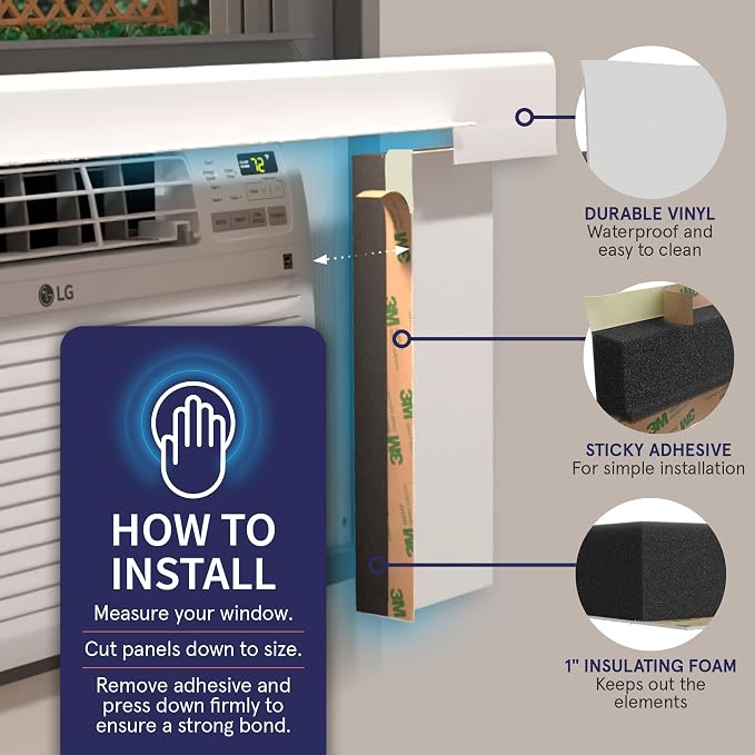 Surround Insulation Side Panels White for Window AC Unit Indoor Air Conditioner Cover for Winter and Summer ( Fits 36" - 40"