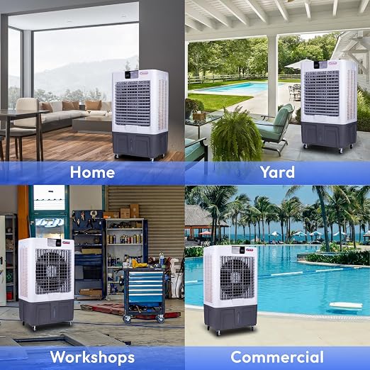 Swamp Cooler, 10000 CFM Evaporative Air Cooler with 3-Speed, Remote Control, 24H Timer, 29 Gallon, Water Shortage Warning, 9