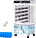 Swamp Cooler,1800CFM Air Cooler with 5.3 Gal Water Tank, 2 Modes 3 Speeds,l,6 Ice Boxes,120°Oscillation,12H Timer