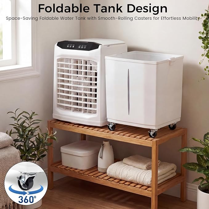 Swamp Cooler, 3000 CFM Evaporative Air Cooler with 10 Gallon Water Tank, 120° Oscillation, 12H Timer, Foldable Design and