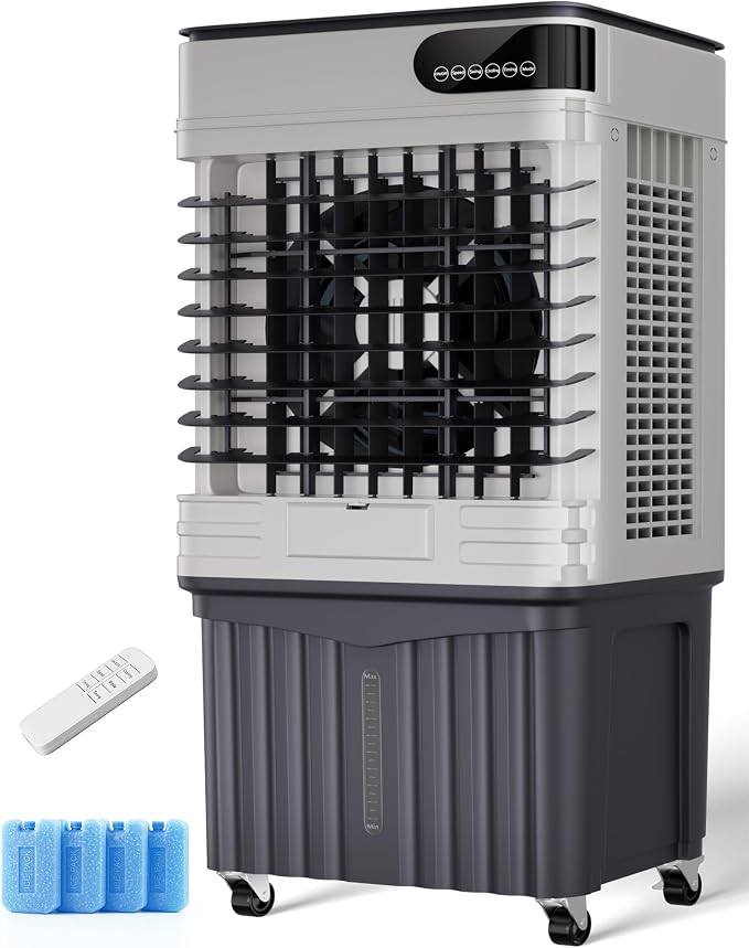 Swamp Cooler, 36 Inch Evaporative Air Cooler with 8 Gal Water Tank, 2500 CFM, 120° Oscillation, 3 Modes & 3 Speeds, Remote