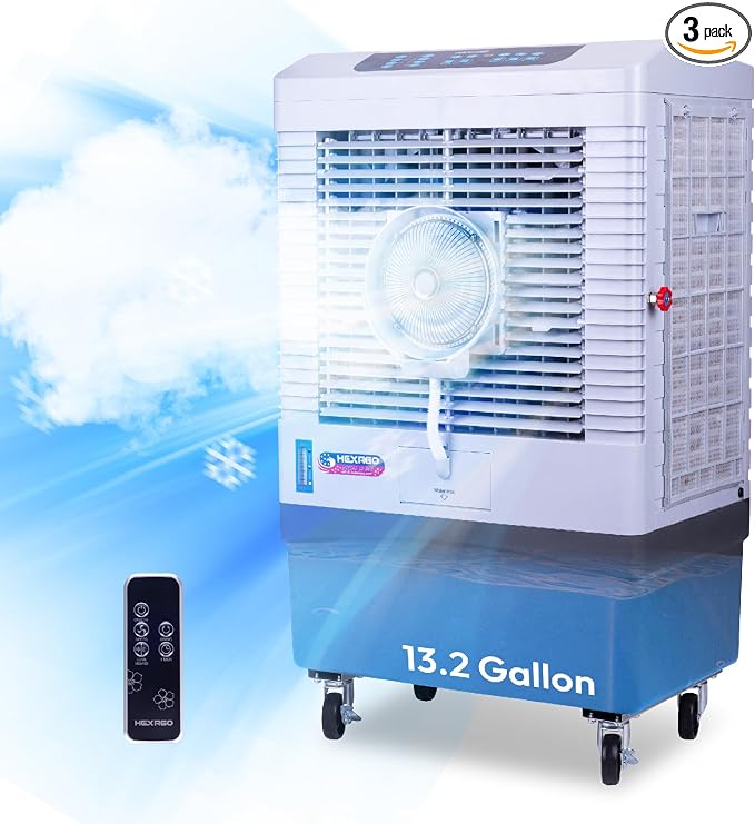 Swamp Cooler, 5000 CFM Evaporative Air Cooler with Mist, 3-Speed, Remote Control, 15H Timer, 13.2 Gallon, Water Shortage