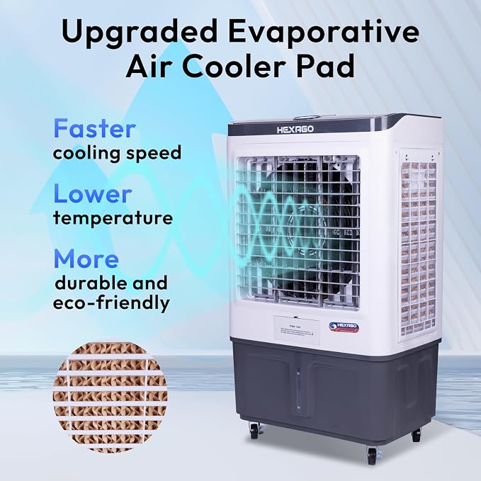 Swamp Cooler, 7500 CFM Evaporative Air Cooler with 3-Speed, Remote Control, 24H Timer, 13.2 Gallon, 9 FT Cord, Portable swamp