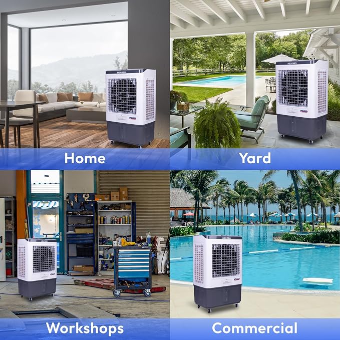 Swamp Cooler, 7500 CFM Evaporative Air Cooler with 3-Speed, Remote Control, 24H Timer, 13.2 Gallon, 9 FT Cord, Portable swamp