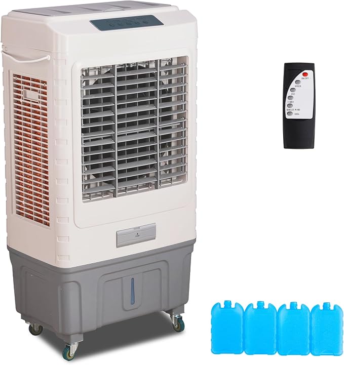 Swamp Cooler Air Conditioner with Remote & 12H Timer, 3000CFM Evaporative Air Cooler w/ 10 Gal Water Tank, Portable Cooler