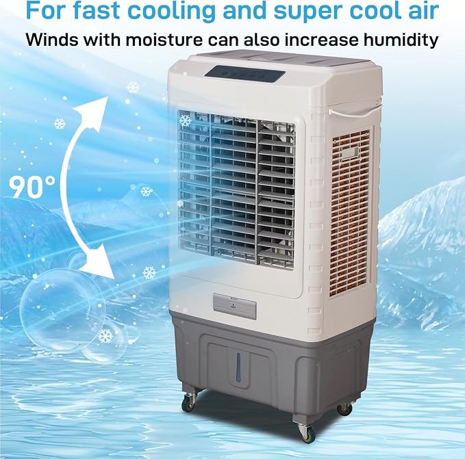 Swamp Cooler Air Conditioner with Remote & 12H Timer, 3000CFM Evaporative Air Cooler w/ 10 Gal Water Tank, Portable Cooler