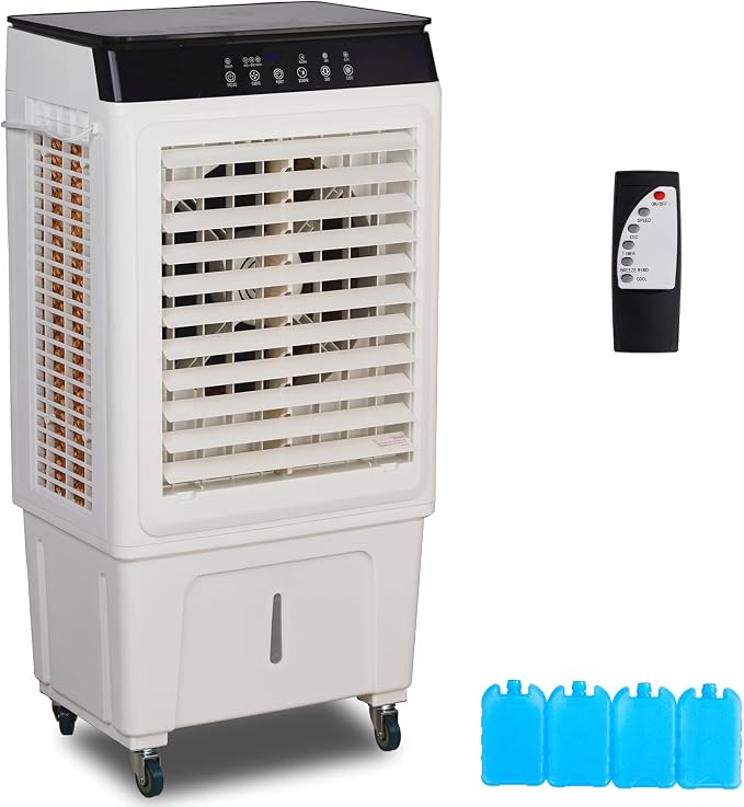 Swamp Cooler Air Conditioner with Remote & 12H Timer, 5000CFM Evaporative Air Cooler w/ 12 Gal Water Tank, Portable Cooler