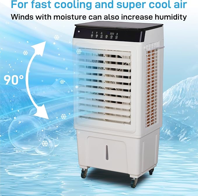 Swamp Cooler Air Conditioner with Remote & 12H Timer, 5000CFM Evaporative Air Cooler w/ 12 Gal Water Tank, Portable Cooler