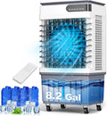 Swamp Cooler Air Conditioners, 4-IN-1 Evaporative Cooler With 8.2 Gal Water Tank, 4 Ice Packs, Remote, 12H Timer