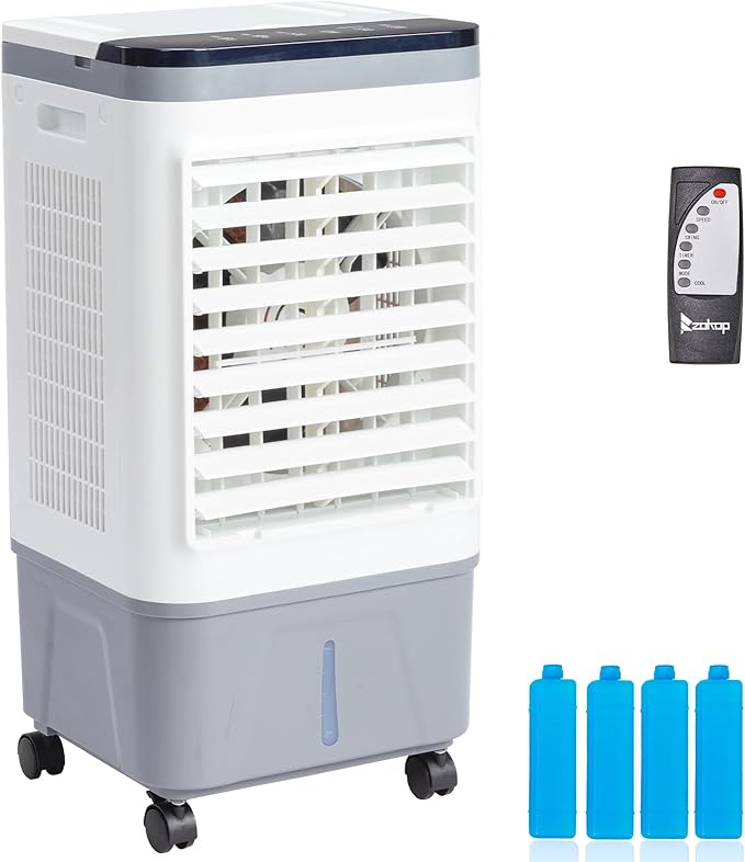 Swamp Cooler with Remote & 12H Timer, 461CFM Evaporative Air Cooler w/ 5 Gal Water Tank, Portable 3-IN-1 Air Conditioner for