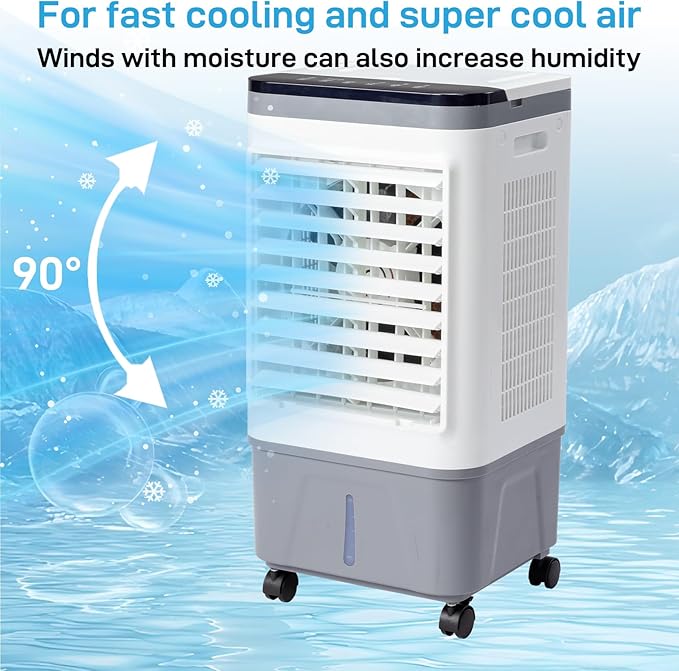 Swamp Cooler with Remote & 12H Timer, 461CFM Evaporative Air Cooler w/ 5 Gal Water Tank, Portable 3-IN-1 Air Conditioner for