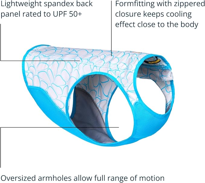 Swamp Cooler Zip Dog Vest, Evaporative Cooling for Hot Weather, Biolumin Blue, Medium, alternate product view 3