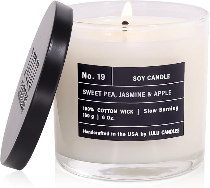 | Sweet Pea, Jasmine & Apple | Luxury Scented Soy Jar Candle | Hand Poured in The USA | Highly Scented & Long, product image