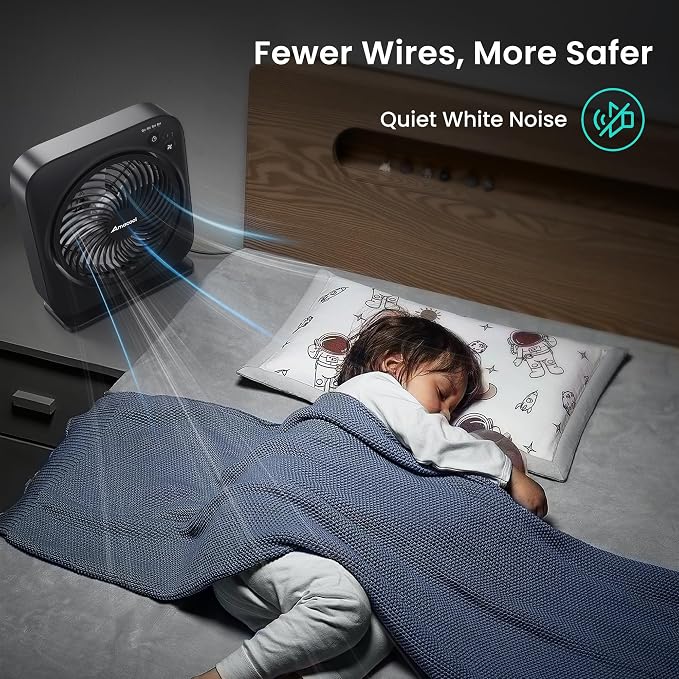 Table Fan, 12 inch Box Fan with 3 Speeds & 8HRS Timer, 270° Pivoting Quiet Air Circulator, Desktop Fan for Bedroom Bathroom