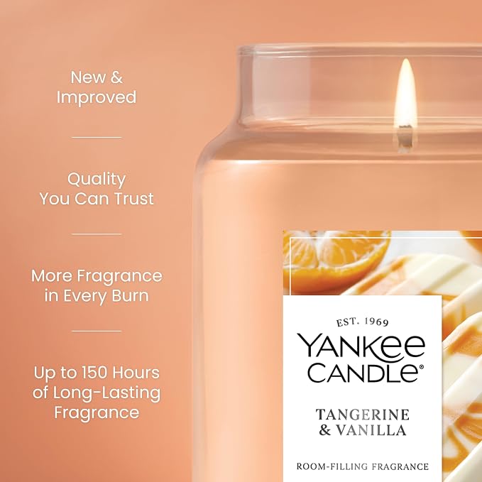 Tangerine & Vanilla, Scented Candle, 22oz Large Jar with up to 150 Hour Burn Time, Giftable 22oz, alternate product view 2