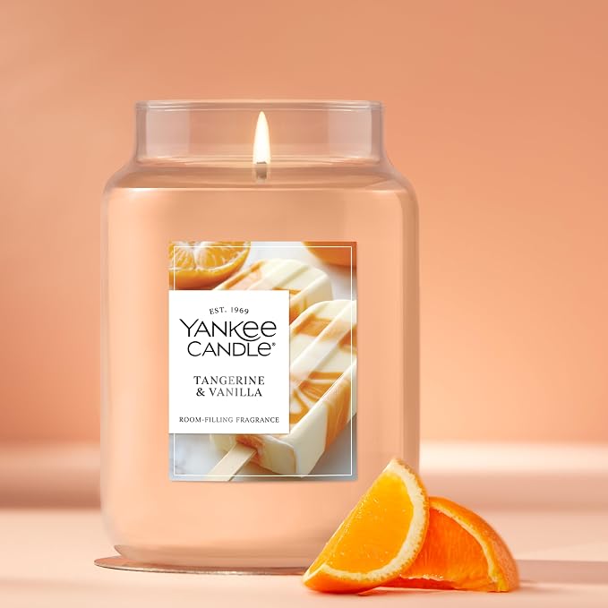 Tangerine & Vanilla, Scented Candle, 22oz Large Jar with up to 150 Hour Burn Time, Giftable 22oz, alternate product view 3