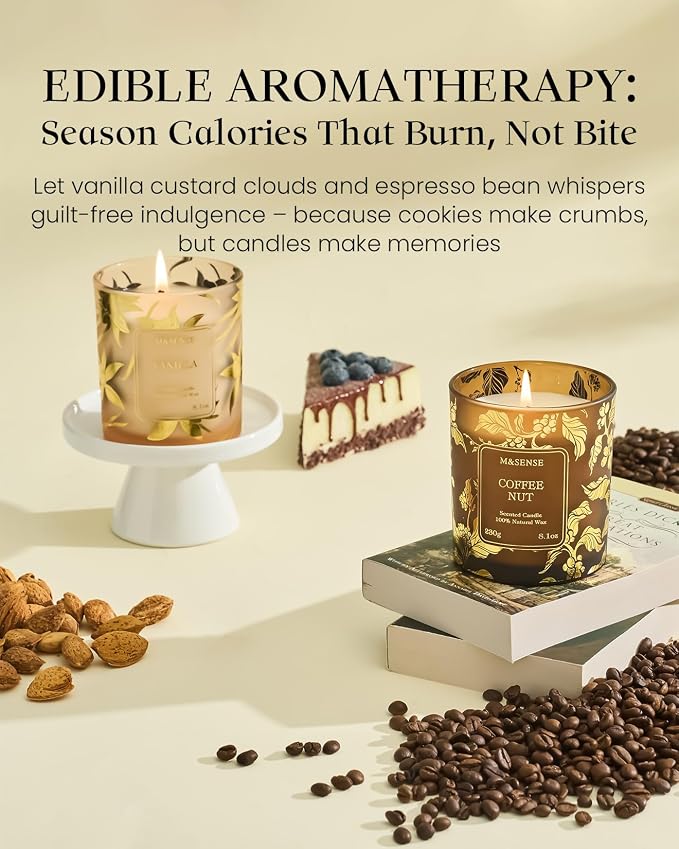 Tea Scented Candles, Vegan Soy Wax, Naturally Scented Mango Green Tea No Toxin 8.1oz Long Lasting 42-Hour Burn Time