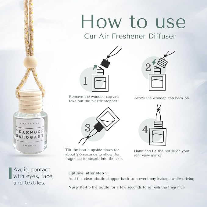 Teakwood and Mahogany Car Air Hanging Essential Oil Diffuser, Car Air Freshener Diffuser with Long Lasting Essential Oils