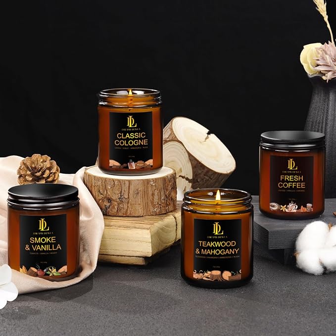 Teakwood & Mahogany Candles, Teakwood Mahogany Scented Candle, Natural Soy Candles for Home Scented, alternate product view 6