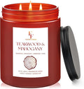 Teakwood & Mahogany Large Christmas Scented Candle, 3-Wick 22oz Long Lasting Scented Candle, product image