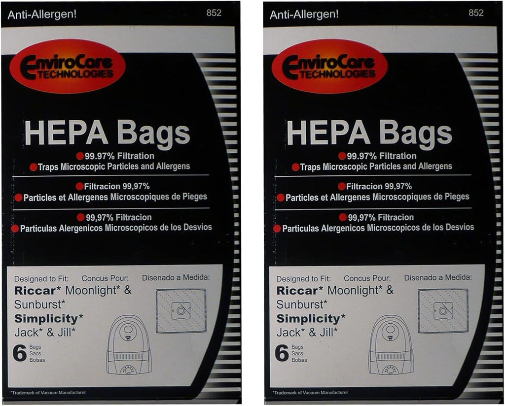 Technologies Canister Hepa Bags, Compatible with Simplicity Jack Jill Moonlight, Sunburst Vacuum Cleaners, 12 Vacuum