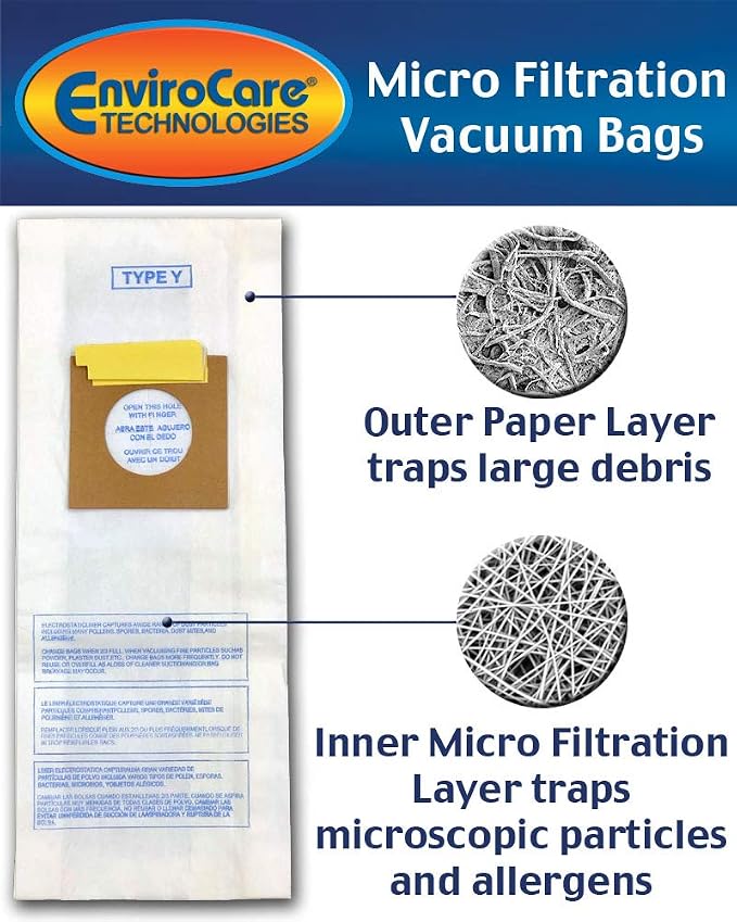 Technologies Replacement Micro Filtration Vacuum Bags Made to Fit Windtunnel Upright Type Y 9 pack 9 pack 8.5