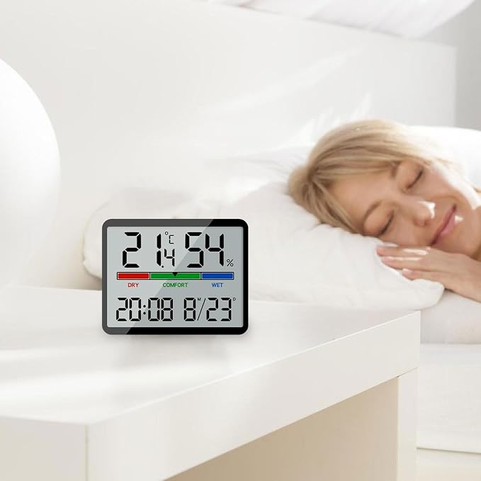 Temperature Humidity Meter With Time Date Display Hygrometer Monitors For Home Indoor LCD Testing Meter Thermometers