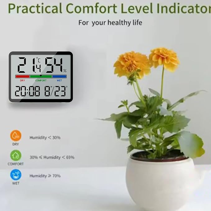Temperature Humidity Meter With Time Date Display Hygrometer Monitors For Home Indoor LCD Testing Meter Thermometers