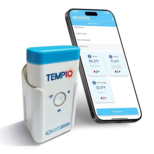 TEMPIQ Remote WiFi Temperature & Humidity Sensor - App Integration, Alerts, Helps Monitor 2nd Home, AirBnb, RV