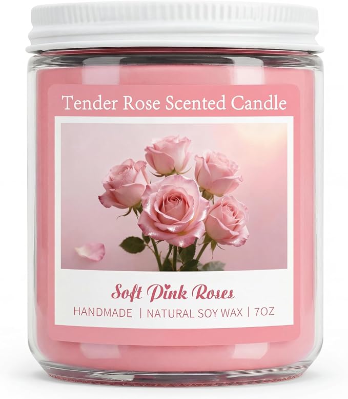 Tender Rose Scented Candles, Natural Soy Candle Valentines Mothers Day Gifts for Mom Wife Her Girlfriend, product image