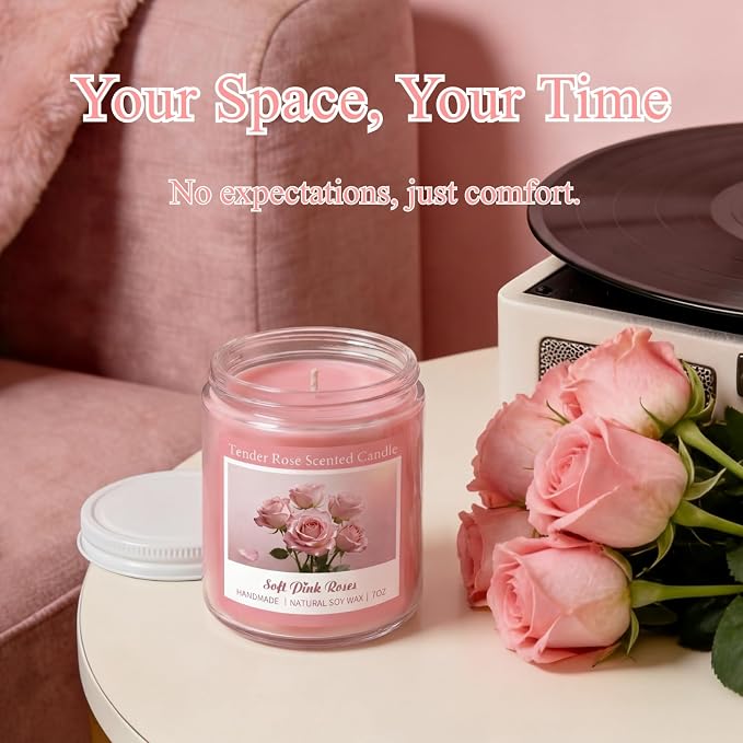 Tender Rose Scented Candles, Natural Soy Candle Valentines Mothers Day Gifts for Mom Wife Her Girlfriend, alternate product