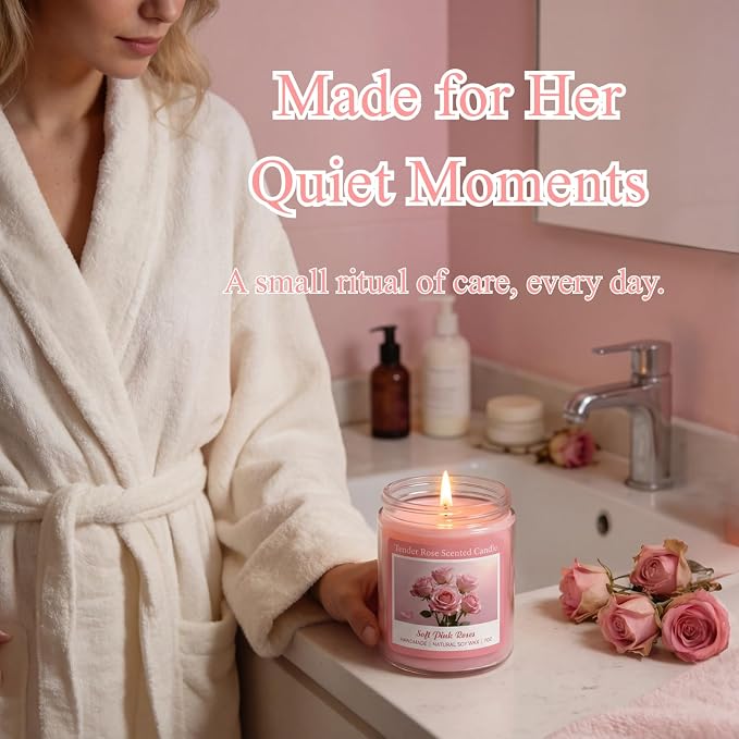 Tender Rose Scented Candles, Natural Soy Candle Valentines Mothers Day Gifts for Mom Wife Her Girlfriend, alternate product
